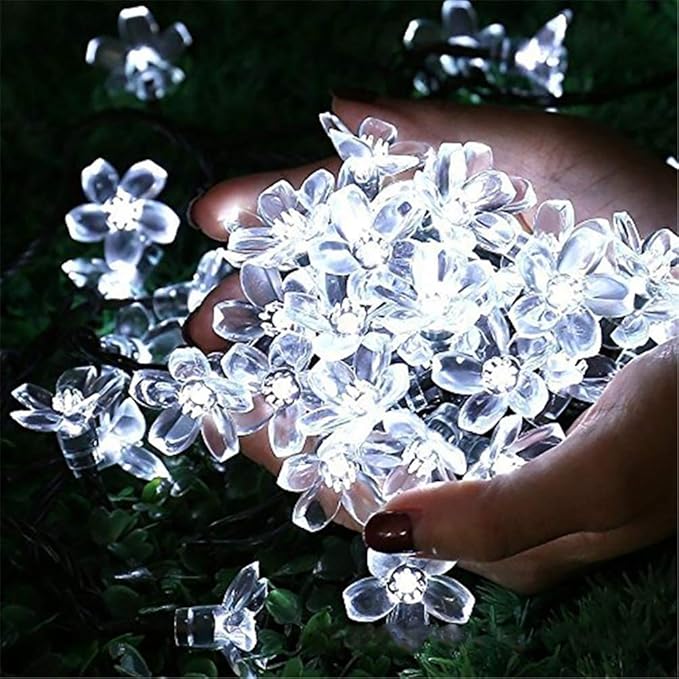 FULLBELL LED Lights for Bedroom Flower String Lights 33 Feets 100 LED Memory String Lights Indoor Outdoor Fairy Lights Bedroom Wedding Party Wall Home Decor Tiktok Trends Items (White)