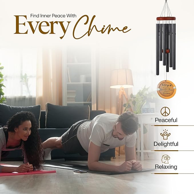 Personalized Memorial Wind Chimes with Custom Photo Pendant & Letter from Heaven | Sympathy Gift for Loss of Loved One, 32-Inch Outdoor Chime for Remembrance (Wife)
