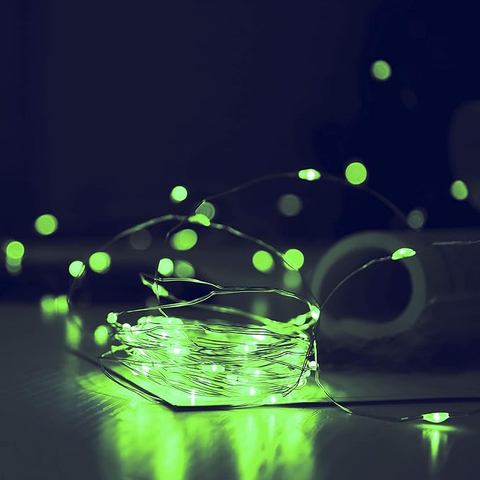 2 Pack Solar Fairy Lights Outdoor,33ft 100LED Solar Powered String Light Waterproof,8 Modes Green Solar Christmas Lights for St. Patrick's Day,Halloween,Patio,Yard,Wedding,Party (Green)