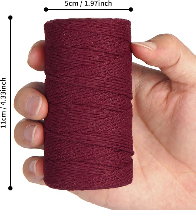 Cotton Red Twine for Crafts - Ohtomber 328 Feet 2MM Natural Garden Twine String for DIY Crafts Wrapping