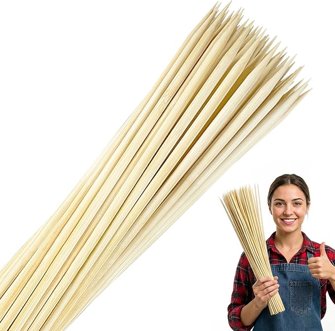 Bamboo Smores Sticks (50 Pcs), 17.5" Marshmallow Roasting Sticks for Fire Pit, 5mm Heavy Duty Wooden Skewers for Smore Hot Dog Barbecue Thick Sticks for Campfire Grilling Camping Bonfire