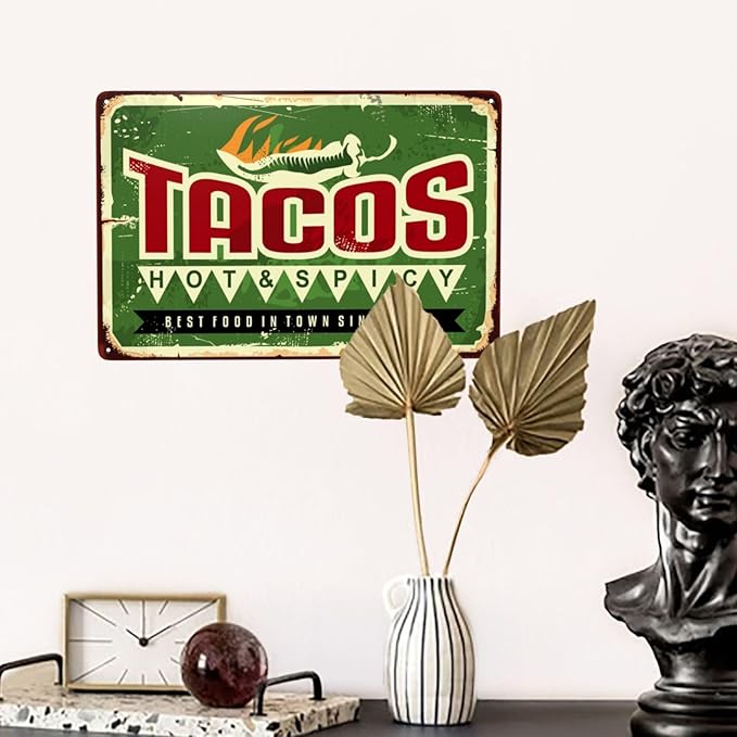 Taco Vintage Metal Tin Sign Retro Rustproof Funny Art Wall Decor Gift 8x20 Inch