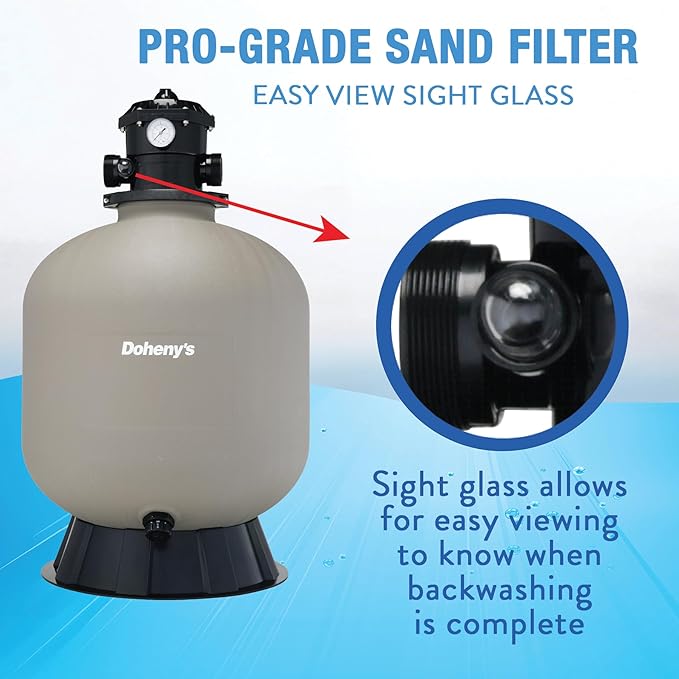 Doheny's Pool Pro Sand Filter System | 14" System w/ .35 HP Pump | ideal For Above Ground Pools Up to 12,000 Gallons | Superior Flow And Performance | Doheny Pool Pro Pump, System Base & Plumbing Kit