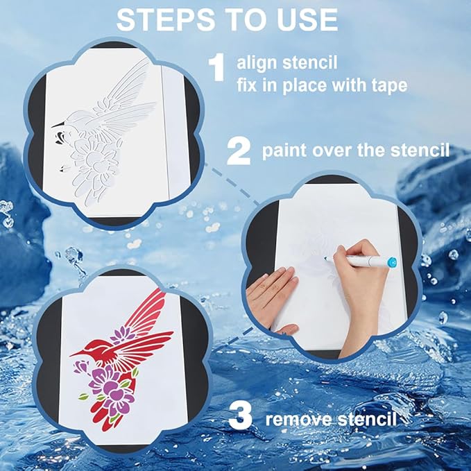 MAYJOYDIY 10 Styles Postal Stencil 11.7×8.3inch Vintage Stamp Travel Seal Stencil with Paint Brush Reusable Post Office Airplane Anchor Drawing Templates for Crafts Furniture Wood Canvas Home Decor