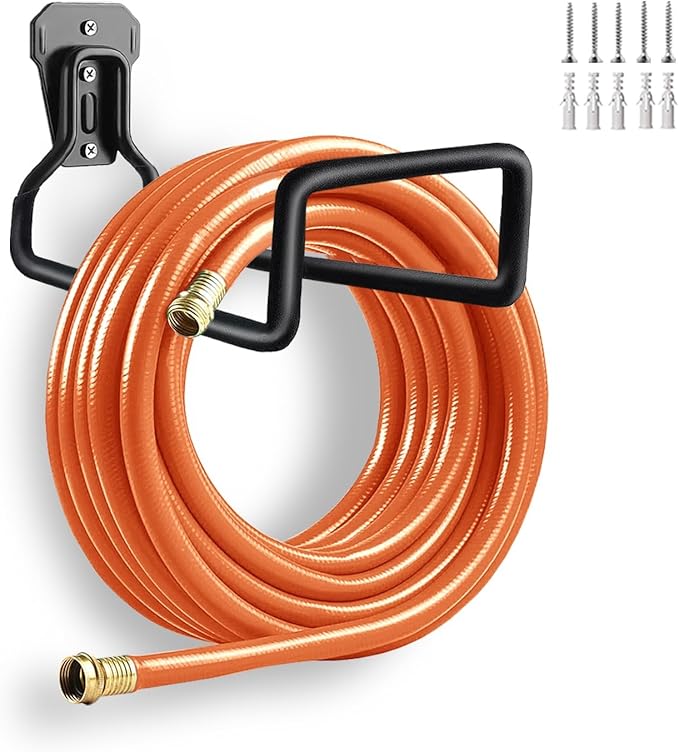 Garden Hose Holder, Wall Mount Hose Hanger Heavy Duty Organizer for Water Hoses Metal Hook Wall Mounted Rack for Hoses Storage, 1 Pack