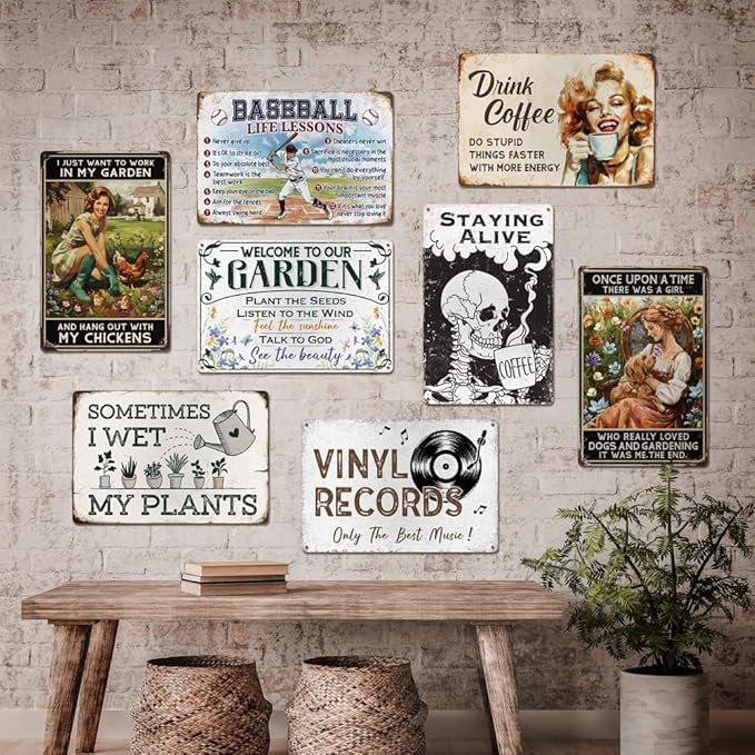 Funny Garden Decor Gardening Gifts for Women And Into The Garden I Go To Lose My Mind And Find My Soul Metal Sign 12"x8"