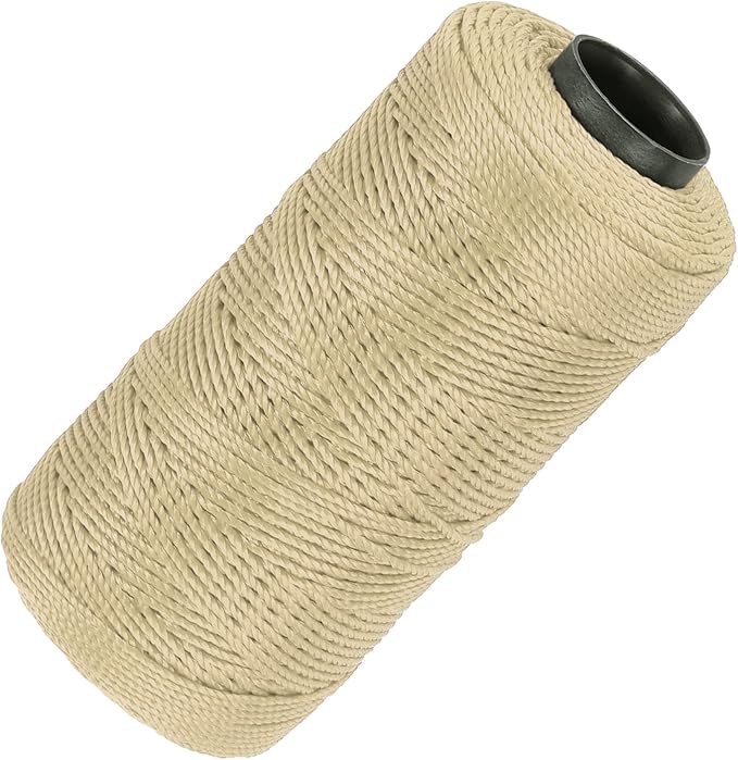MECCANIXITY Nylon String 3 Strands Twisted Mason Line 1.5mm x 218 Yards Nylon Twine String for DIY Projects, Home Improvement, Gardening, Gift Wrapping, Christmas Party Supplies, Light Khaki