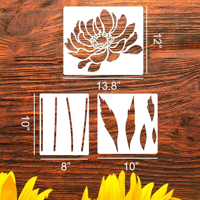 Large Flower Stencils for Painting Flower Stencils for Walls 14” Floral Stencil Templates for Garden Fence Wood Furniture