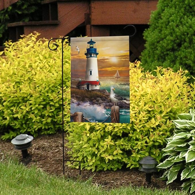 Briarwood Lane Sunset Lighthouse Summer Garden Flag