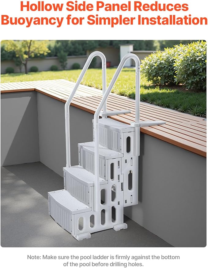 VEVOR Swimming Pool Ladder, 4-Step Double Handrails Stairs with Non-Slip Heavy Duty Steps, Reliable 400 lbs Max Load Capacity, for 48-54 in Inground & Above-Ground Pools of Any Decking Surface, Grey