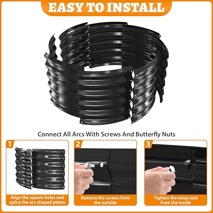 Metal Fire Pit Ring/Bonfire Fire Ring- 40 Inches Diameter, 0.8 MM Thick,1.5 ft High, Durable and Stylish for Outdoor Fire Pits,Patios and Camping (Black, 3.3X3.3X1.5 ft)