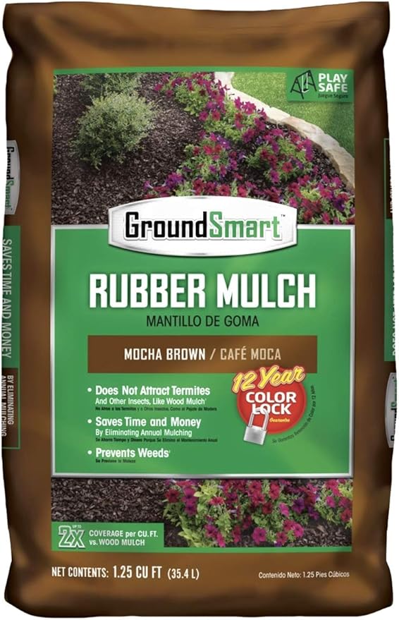 GroundSmart Rubber Mulch - Mocha Brown (1.25 cu ft bag)