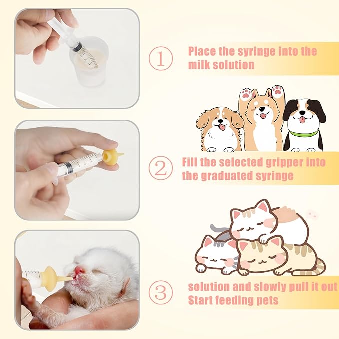 Pet Feeding Bottle and Syringes with Nipples for Small Cat Dog Animals (Model 2)