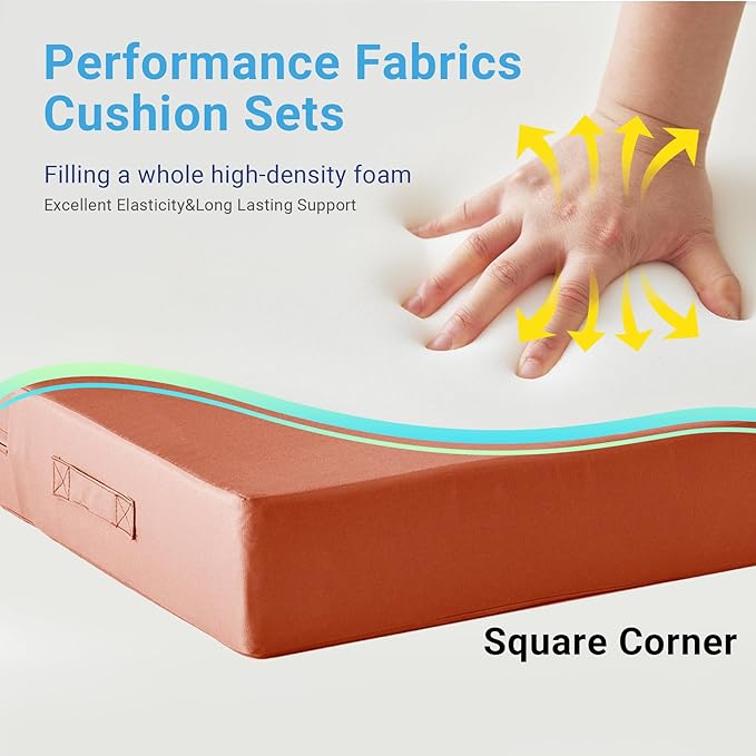 Outdoor Cushions for Patio Furniture,Outdoor Seat Cushion Set 24 x 24 x 4 Inch,Waterproof & Fade Resistant Outdoor Chair Cushions,Deep Patio Chair Cushion with Removable Cover,Spice
