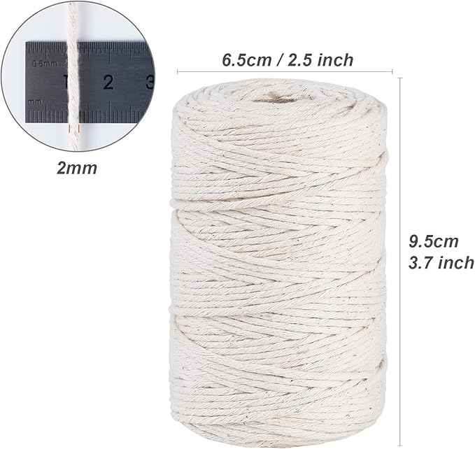 Tenn Well Butchers Twine, 328 Feet 2mm 16Ply Food Safe Cotton Kitchen Cooking String for Roasting, Tying Meat, Trussing Turkeys, Baking, Making Sausage and More