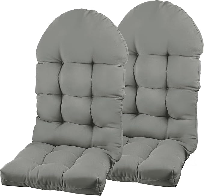 Large Adirondack Chair Cushion, Rocking Chair Cushion 50x20.8x4 inch, High Back Patio Cushions of Upper and Lower with Ties, Sunscreen and Fade-Resistant (Gray, 2)