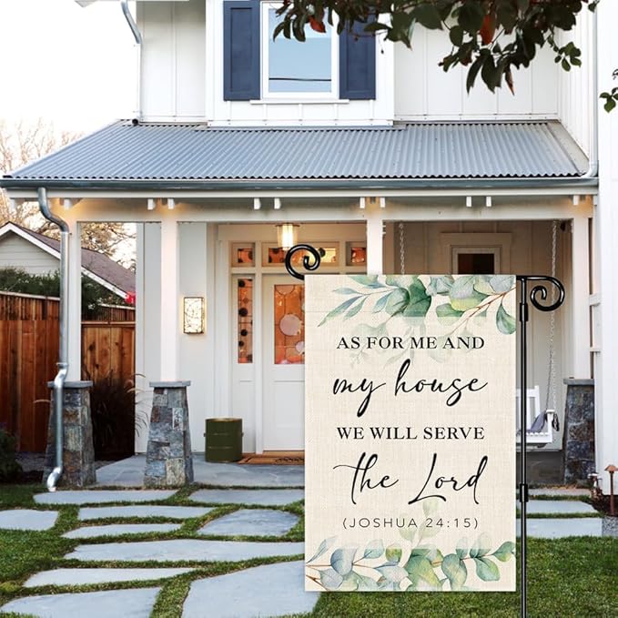 As for Me and My House We Will Serve the Lord Garden Flag, Double Sided Yard Outdoor Farmhouse Lawn Porch Decor Flag, Bible Verse Decor, Christian Home Decor Gifts for Women Coworker Friend