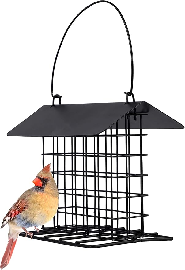 Two of Durable Roof Top Outdoor Garden Yard Suet Bird Parrot Easy Open Reusable Feeders with Stand for Outside Patio Wild Bird Hanging Fruit Capacity Suet Cake Food