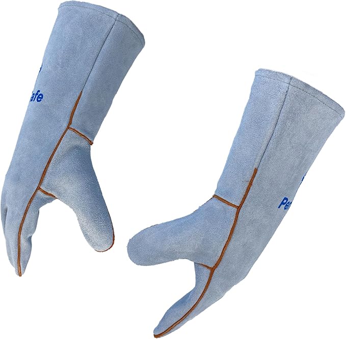 Welding Gloves 16 Inches, Heat Resistant 932℉ Leather Welding Gloves for MIG, TIG, Stick, Long Sleeve Grill Gloves for Welding, Fireplace, BBQ, Oven, Furnace, Wood Stove, Animal Handling