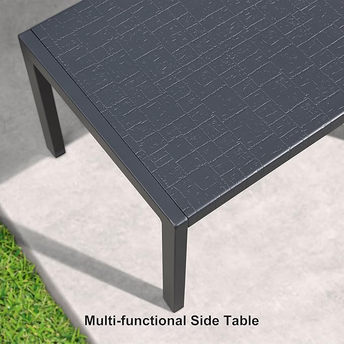 PURPLE LEAF Outdoor Chaise Lounge with Wheels for Outside 4 Pieces Aluminum Patio Lounge Chair with 5 Adjustable Position Recliner for Patio Beach Yard Pool Side Table Included Light Grey