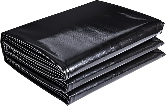 ToLanbbt Pond Liner 15 FT x 15 FT HDPE Pond Liners, 20 Mil UV Resistant Preformed Pond Liner Easy Cutting, Pond Liner for Natural Looking Ponds, Waterfall, Koi Pondsand Water Garden (Black)