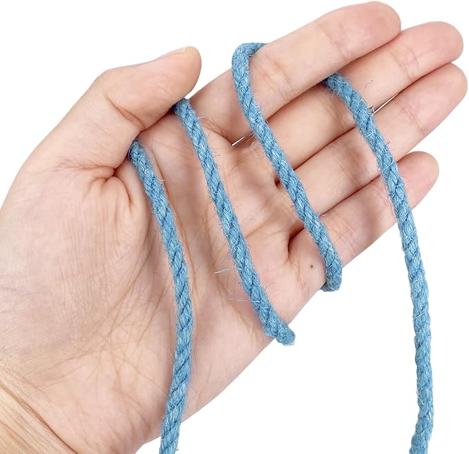 Leecogo 4.5mm Jute Rope 100 Feet Natural Craft Rope Twine String Perfect for Home Gardening Macrame Arts Crafts DIY Cat Scratching Post Replacement Repairing Recovering Cats Toy Making,Blue