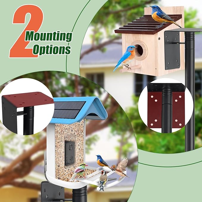 Heavy Duty Bird Feeder Pole - 88" Adjustable Bird House Stand Outdoor, Anti-Tip Auger & Stable Mount for Smart Camera Birdfeeder,Bluebird House, Bird Buddy, Birdfy