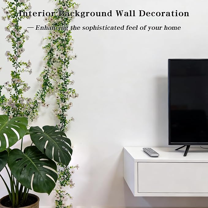 4 Pcs Faux Flowers Garland Plant, Artificial Vines Hanging Flowers Leaves Greenery Garland for Wedding Backdrop Arch Wall Decor, 6 Feet/pcs UV Resistant Indoor Outdoor