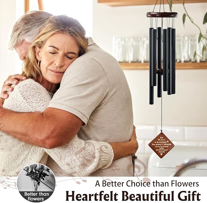 Memorial Wind Chimes for Grieving Hearts – 36" Sympathy Gift for Loss of Mom, Dad, Brother & Loved Ones | Hand-Tuned Soothing Tones, Durable Outdoor Decor for Garden, Patio, or Remembrance Space