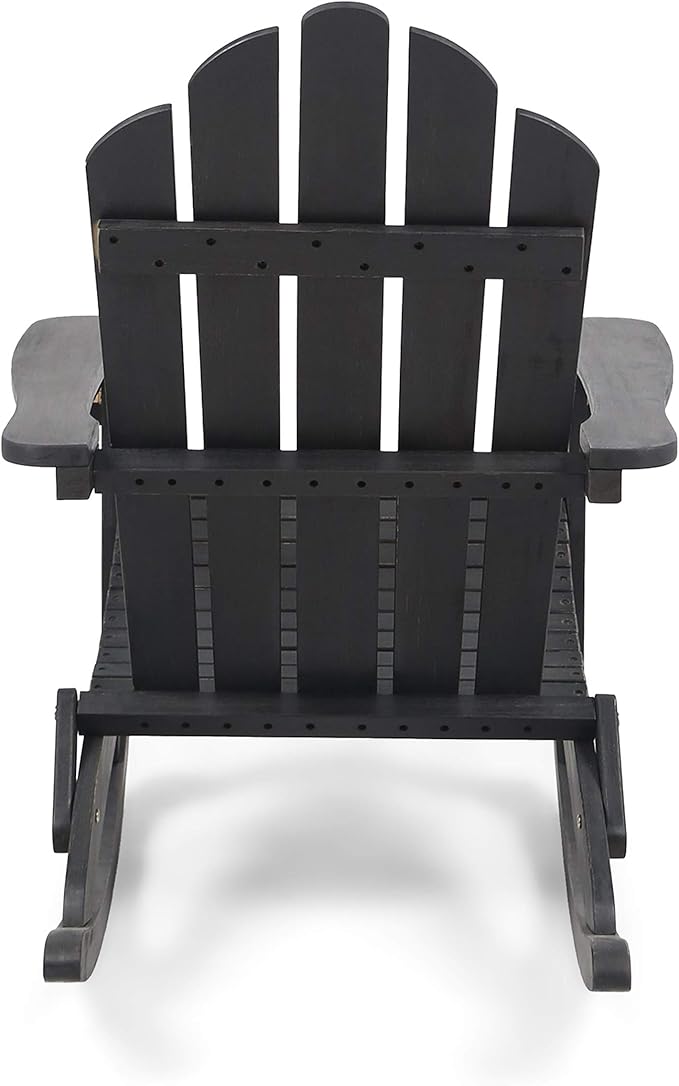 Christopher Knight Home Cara Outdoor Adirondack Acacia Wood Rocking Chair, Dark Gray Finish