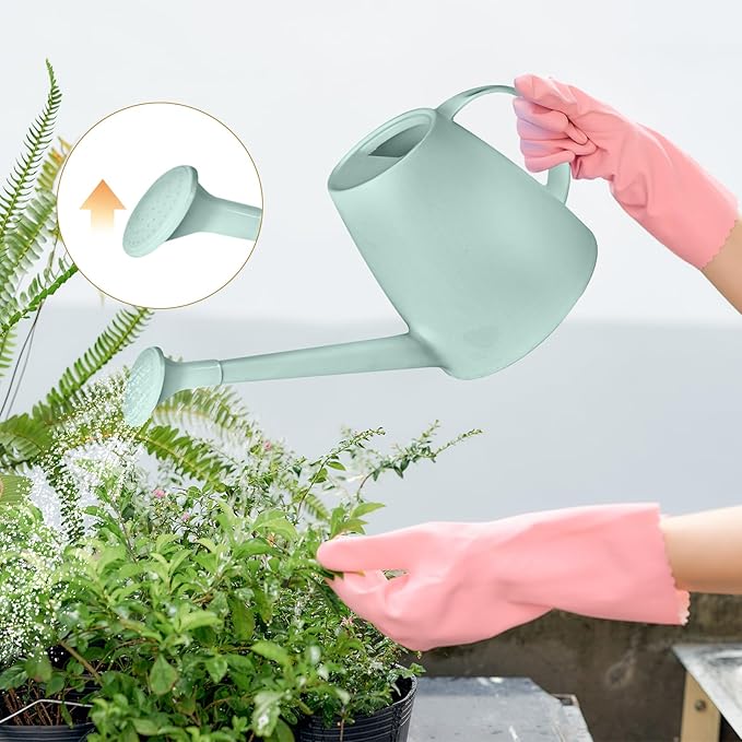 Plastic Watering Can - for Home Plant Garden - 1/2 Gallon - Light Green