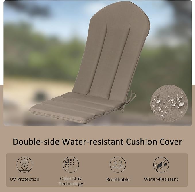 50"x20" Adirondack Chair Cushions Set of 2, Outdoor Rocking Chair Cushions Water-Resistant UV Resistant Weather Resistant High Back Patio Replacement Cushions,Folding Patio Chair Pad