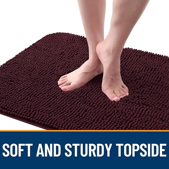 OLANLY Dog Door Mat for Muddy Paws 44x32, Absorbs Moisture and Dirt, Absorbent Non-Slip Washable Doormat, Quick Dry Chenille Mud Mat for Dogs, Entry Indoor Entryway Carpet for Inside Floor, Russet