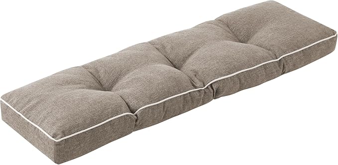 Bench Cushion, 36 x 14 Inch Patio Furniture Cushions with Durable Ties, Soft Memory Foam Bench Cushions for Indoor/Outdoor Furniture with Non-Slip Bottom, Kitchen&Dining, Khaki