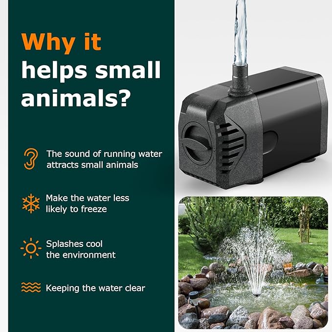 POPOSOAP 30W Solar Fountain Pump, 430GPH Solar Pond Pump with Adjustable Flow, 6.6FT Water Pipe for Outdoor Garden Ponds, Fish Tank, Backyard Water Features