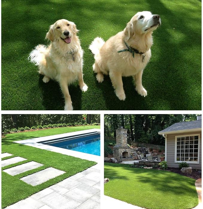 Artificial Grass Turf 8FTX60FT(480Square FT),0.8" Pile Height Realistic Synthetic Grass, Drainage Holes Indoor Outdoor Faux Grass Astro Rug Carpet for Pet Dog Garden Backyard Balcony