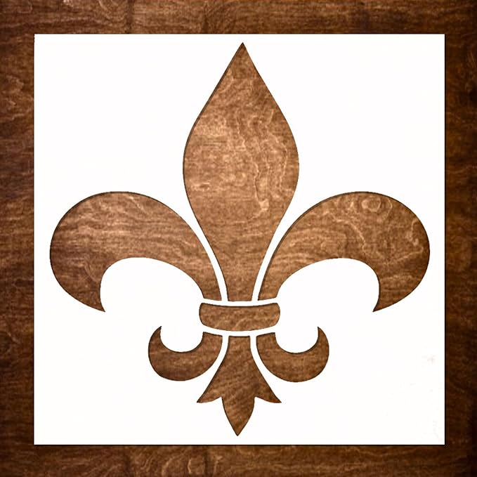 DLY LIFESTYLE Fleur de lis Stencil for Painting on Wood, Paper, Fabric, Walls and Furniture - Flower Stencil - 6x6 Inches - Reusable DIY Art and Craft Stencils
