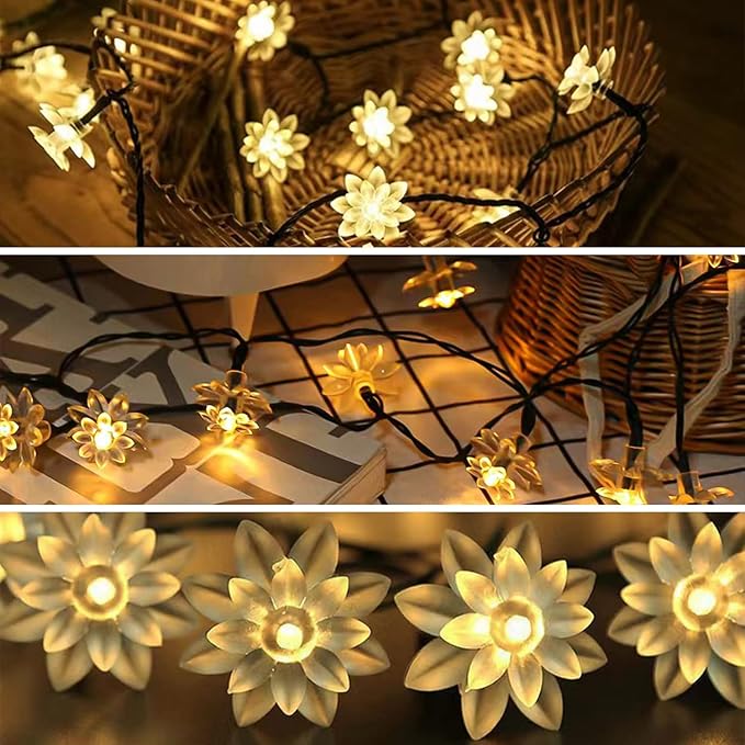 ITICdecor Solar Flower String Lights Outdoor Waterproof 50 LED Upgraded Flower Fairy Light for Garden Fence Patio Yard Christmas Tree Lawn Party (Warm White)