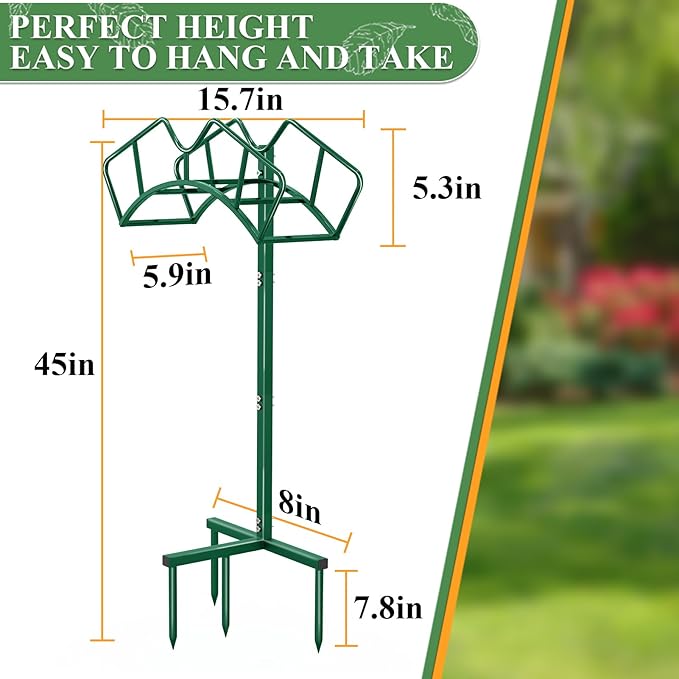 Super Stable Garden Hose Holder, Detachable Water Hose Holders, Hose Storage Stand Holds 150-Feet Hose, Free Standing Water Hose Holders for Outside Yard Lawn (Green)