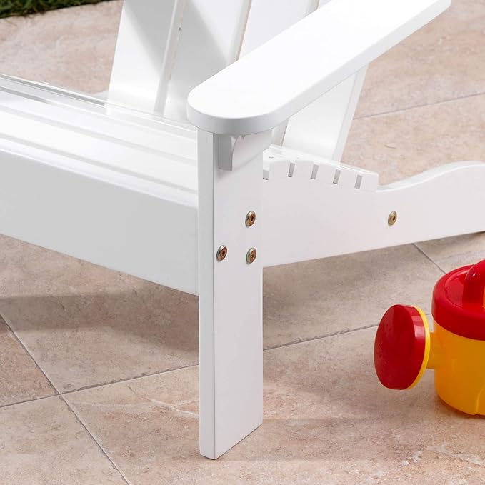 KidKraft Wooden Adirondack Children's Outdoor Chair, Kid's Patio Furniture, White, Gift for Ages 3-8