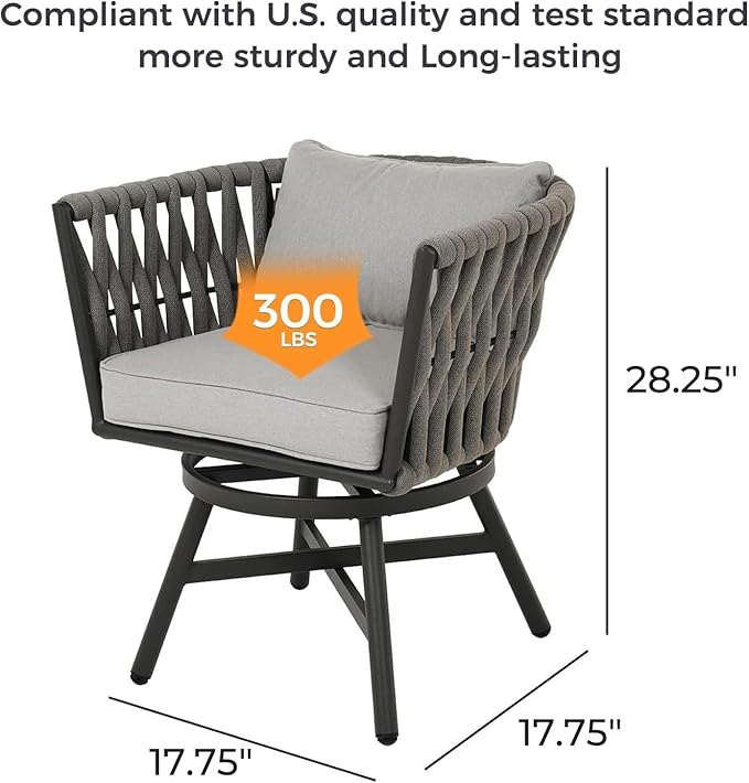 Grand patio 9-Piece Outdoor Dining Set for 8, Patio Dining Furniture Set for 8 Swivel Rope Wicker Chairs & 1 Extendable Rectangular Dining Table, Light Gray Brown