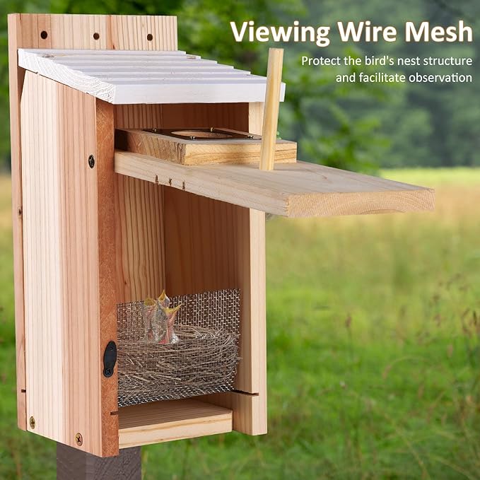 Bird Houses for Outside 2Pack with Copper Guard,Thicken Wooden Bluebird House Clearance Garden Country Cottages, Nesting Box for Finch Swallow Wren Chickadee Wild Bird Supplies, Easy to Assemble