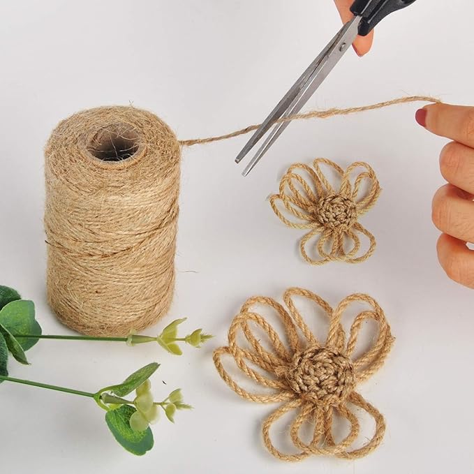 760 Feet 1mm 2ply Natural Jute Twine for Artworks and Crafts, Juke, Gift Wrapping, Garden (2 PcsX380 Feet)
