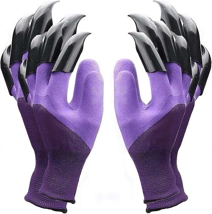 2 Pairs Garden Gloves,Gardening Work Gloves with Sturdy Claws Quick & Easy