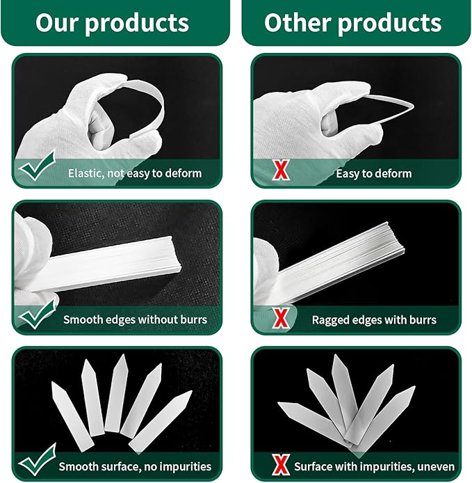 100Pcs 4 Inch Plant Labels,Plastic Waterproof Nursery Stake Tags for Potted Plants (White) (SZ-BC210YB)