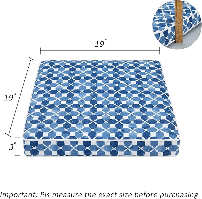 JMGBird 19x19 Outdoor Chair Cushions Set of 2 Water-Repellent Outdoor Seat Cushions 3-Year Color Fastness Outdoor Cushions for Patio Furniture