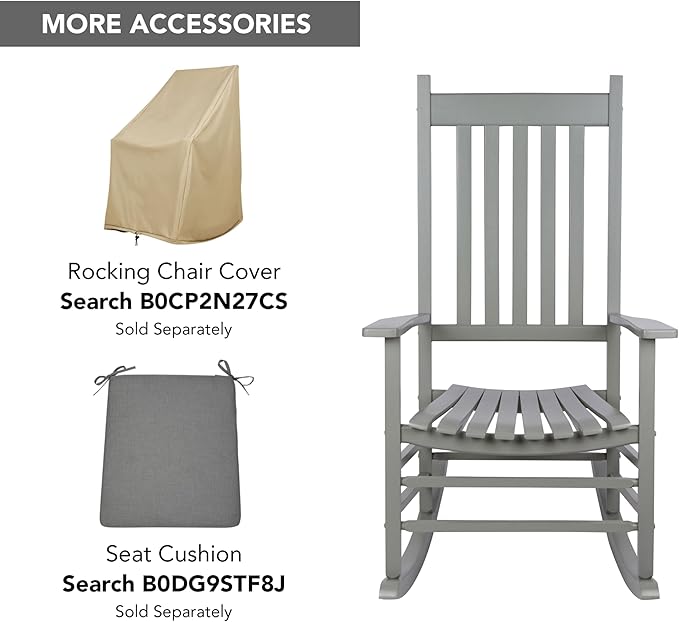 Shine Company Vermont Rocking Chairs, Outdoor Front Porch Rocker Set of 2, Storm Gray