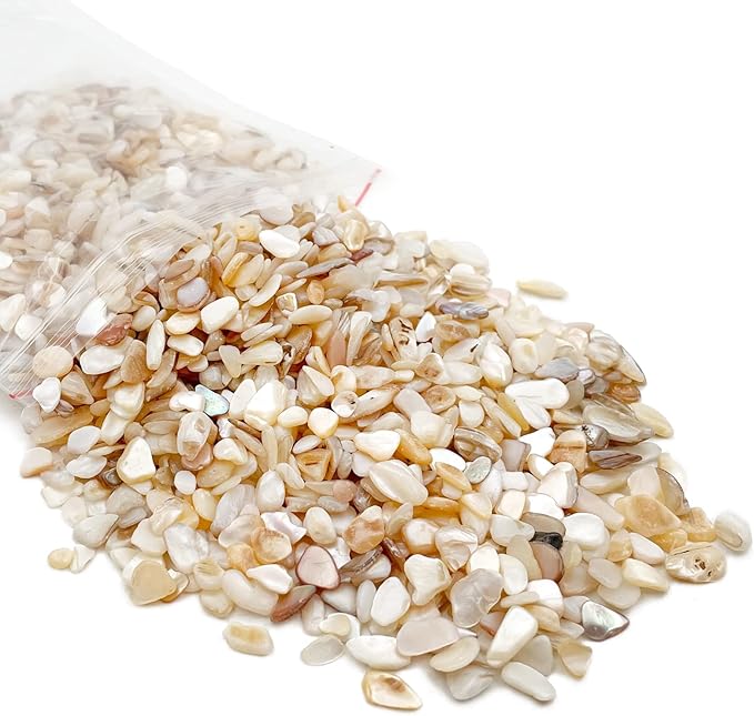 Crushed Shells for Crafts, Sea Shells for Kids DIY Art, Vase Fillers Table Scatter, Party Favor, Wedding Decoration, Succulents Plants Soil Cover, Art Crafts (Beige)