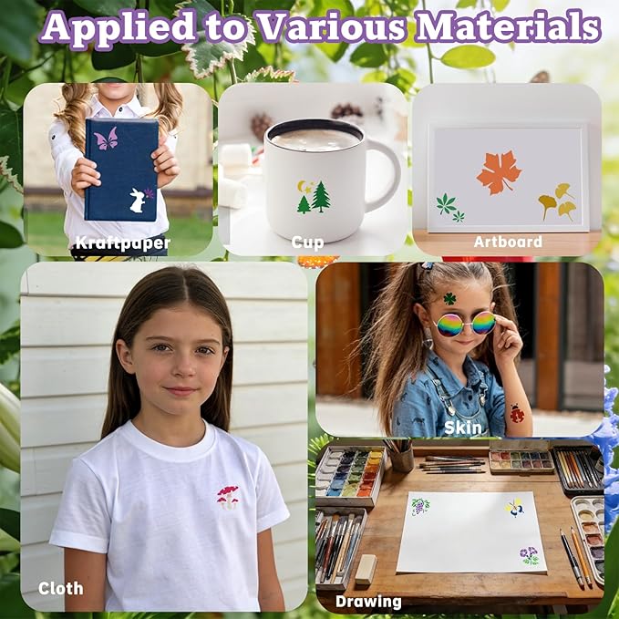 72 Pcs Butterfly Flower Stencils for Painting Set, Reusable Botanical Leaf Dragonfly Plants Painting Templates - Stencil Crafts Drawing Templates for DIY Scrapbook, Home Wall Murals, Canvas Wood Signs