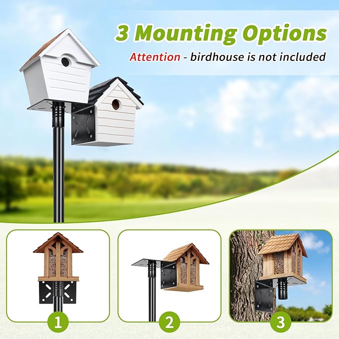 Bird House Pole, 80 Inch Bird Feeder Pole Stand with 1-Inch Dia Heavy Duty Birdhouse Pole Mount Kit for Outdoors Smart Birdhouse, Weather Station